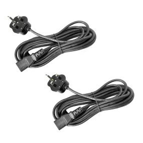 2x 5m IEC320 13A Three-Core Flex UK 3 Pin Power Cables