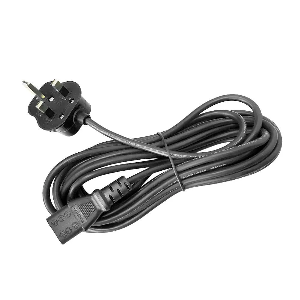 2x 5m IEC320 13A Three-Core Flex UK 3 Pin Power Cables