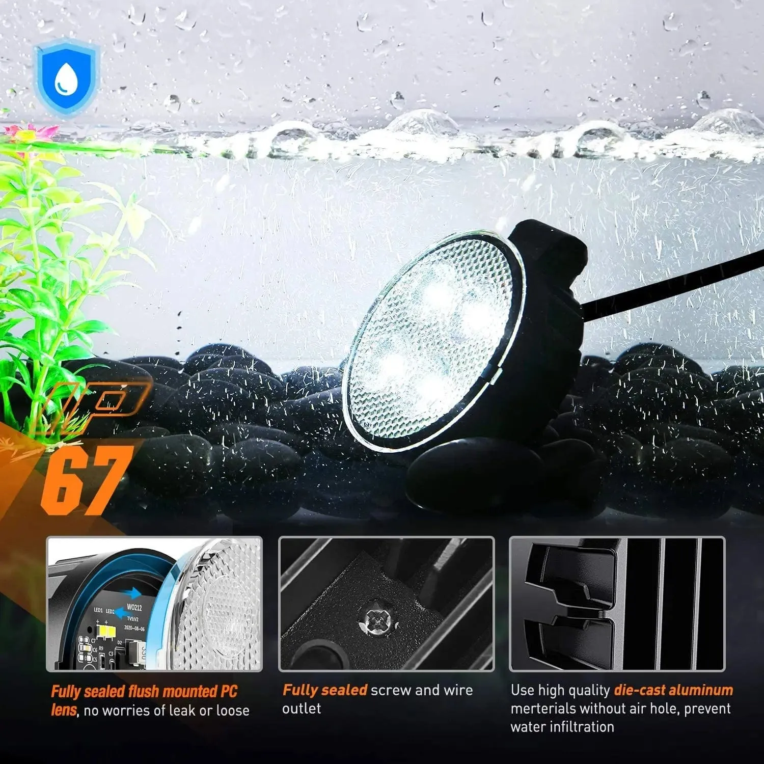 3 Inch 12W 1500LM Round Flood Built-in EMC LED Work Lights (Pair) | 16AWG DT Wire