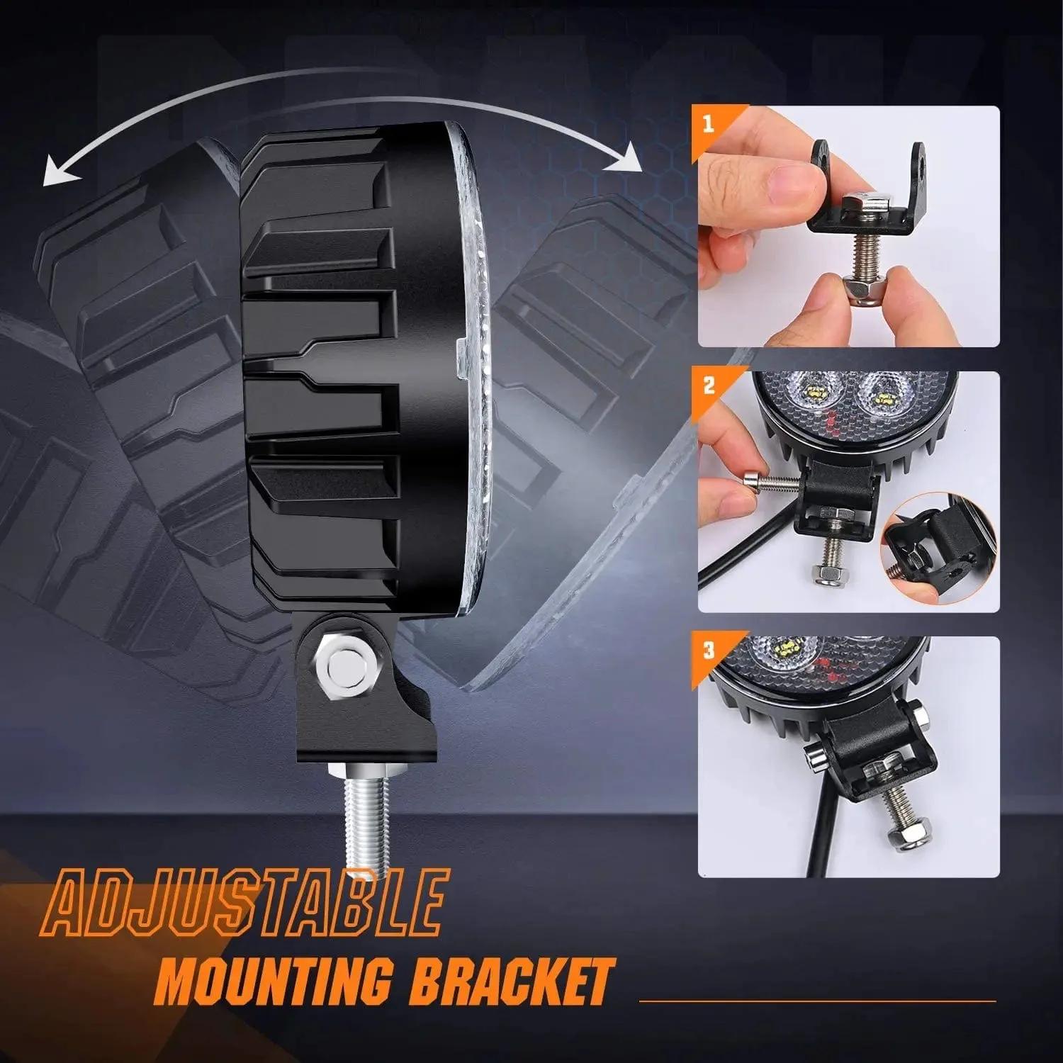 3 Inch 12W 1500LM Round Flood Built-in EMC LED Work Lights (Pair) | 16AWG DT Wire