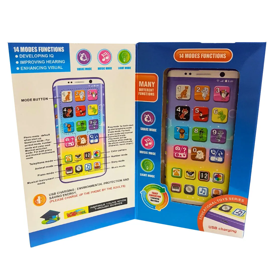 3  Years Kids Learning Phone with 14 Modes: Music, Stories, English & Numbers - Rechargeable Educational Toy Enhancing Visual & Hearing Skills