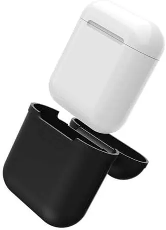 Airpods case protective silicone cover and skin for apple airpods charging case - black