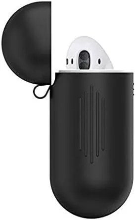 Airpods case protective silicone cover and skin for apple airpods charging case - black