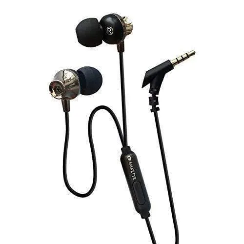 Amkette Ergo Fit E7 in- Ear Earphones Designed for Comfort with Mic and Remote Control (Black)
