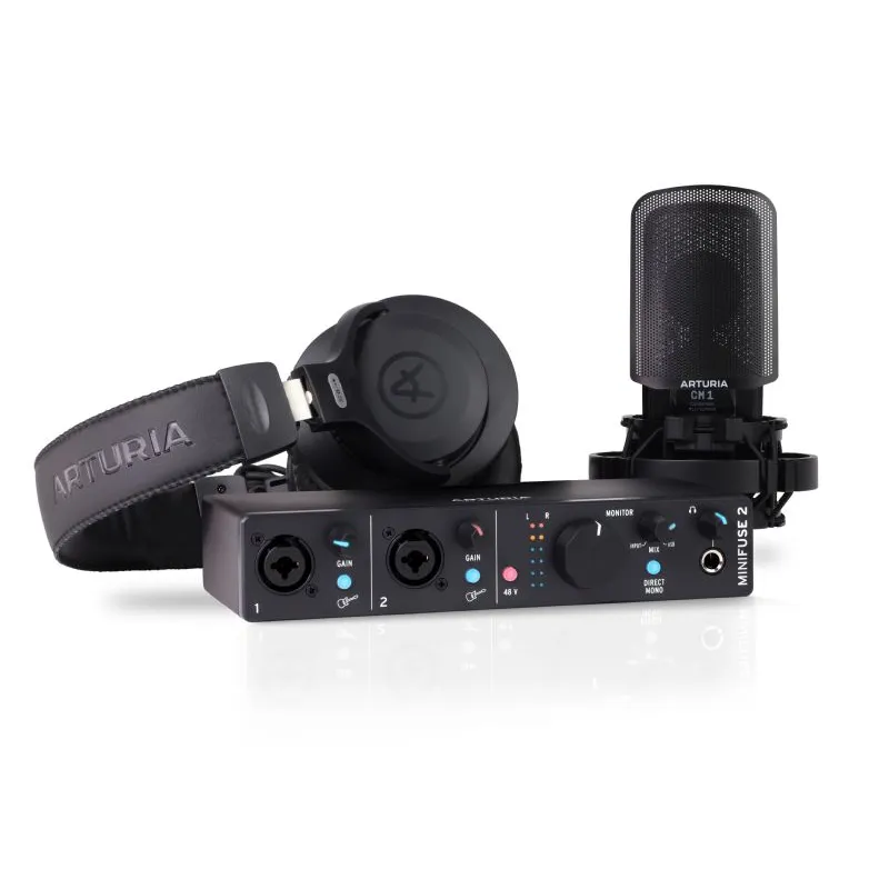 Arturia MiniFuse 2 Recording Pack  W/ Audio Interface and Headphones - Black