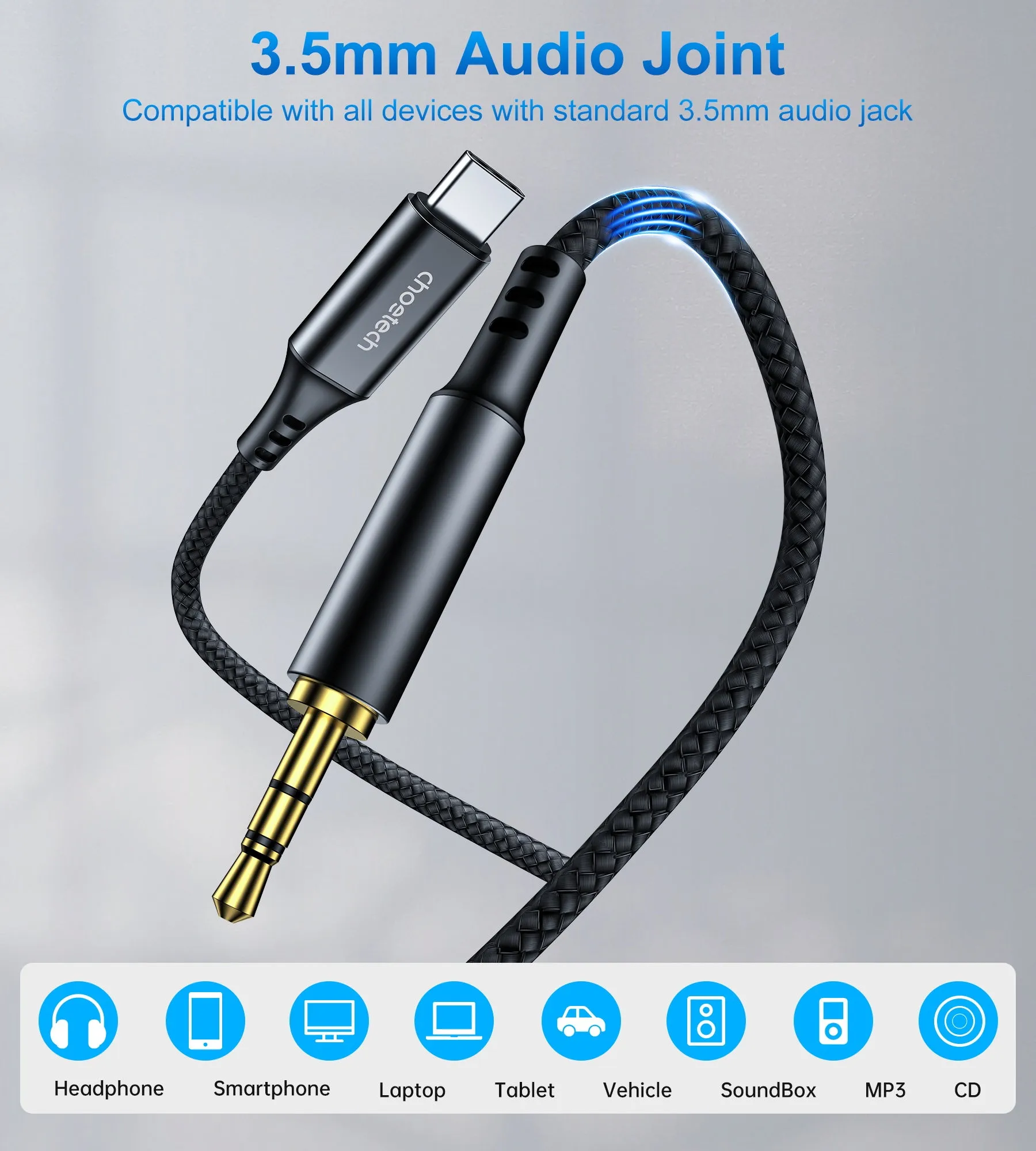 AUX006 Choetech Type-C to 3.5mm Audio Cable