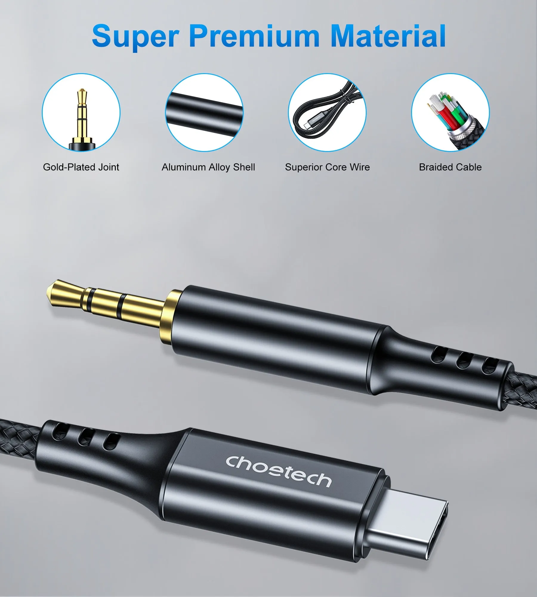 AUX006 Choetech Type-C to 3.5mm Audio Cable