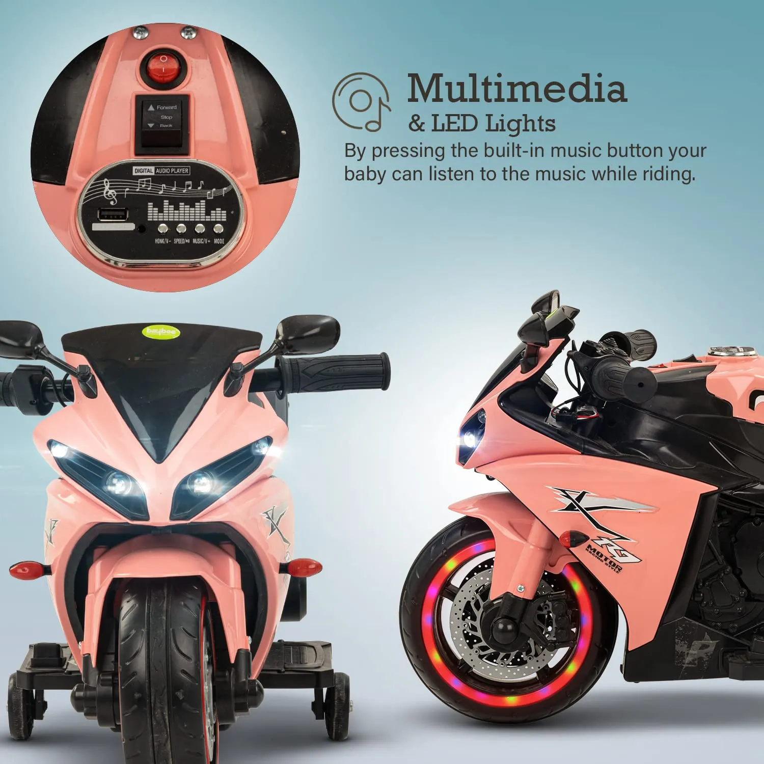 Baybee R7 Kids Battery Operated Bike for Kids with Light & Music