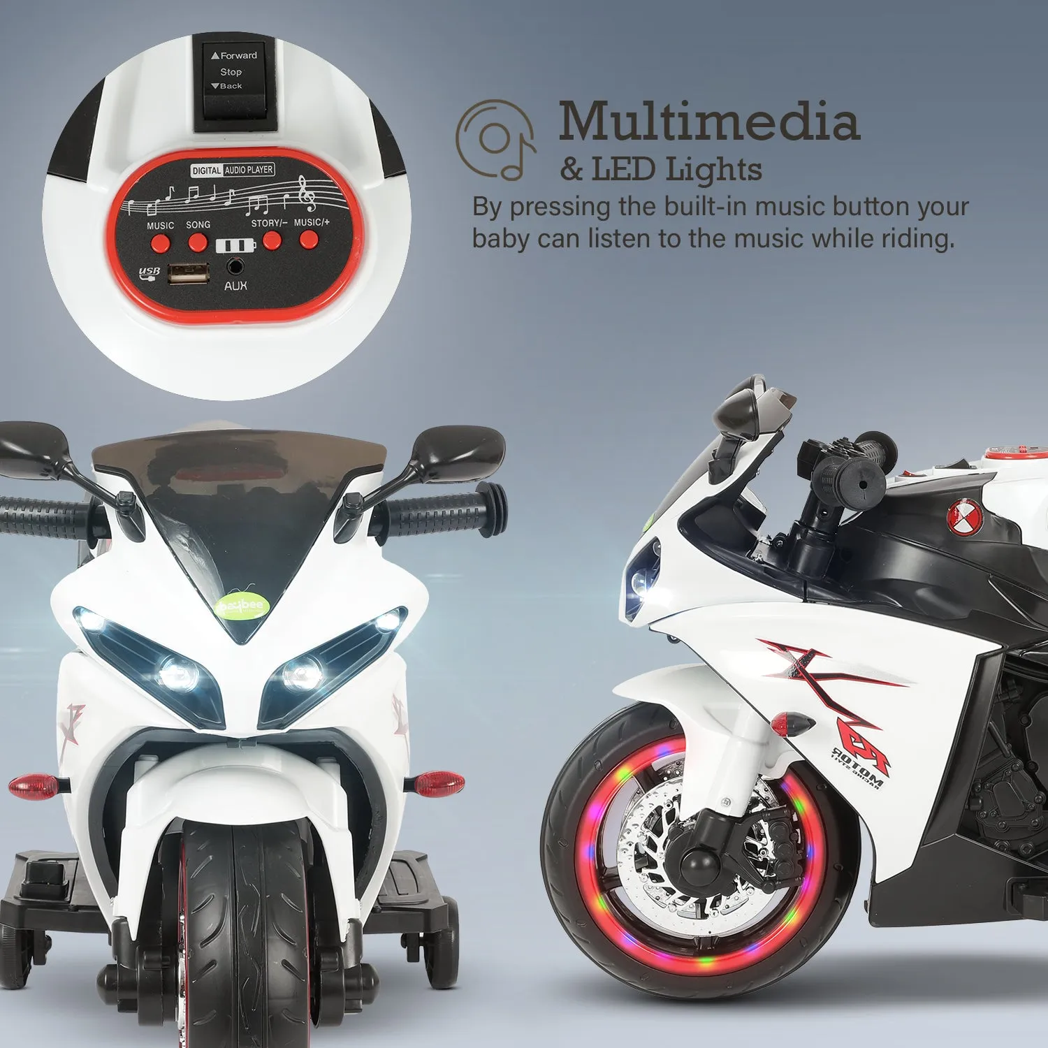 Baybee R7 Kids Battery Operated Bike for Kids with Light & Music