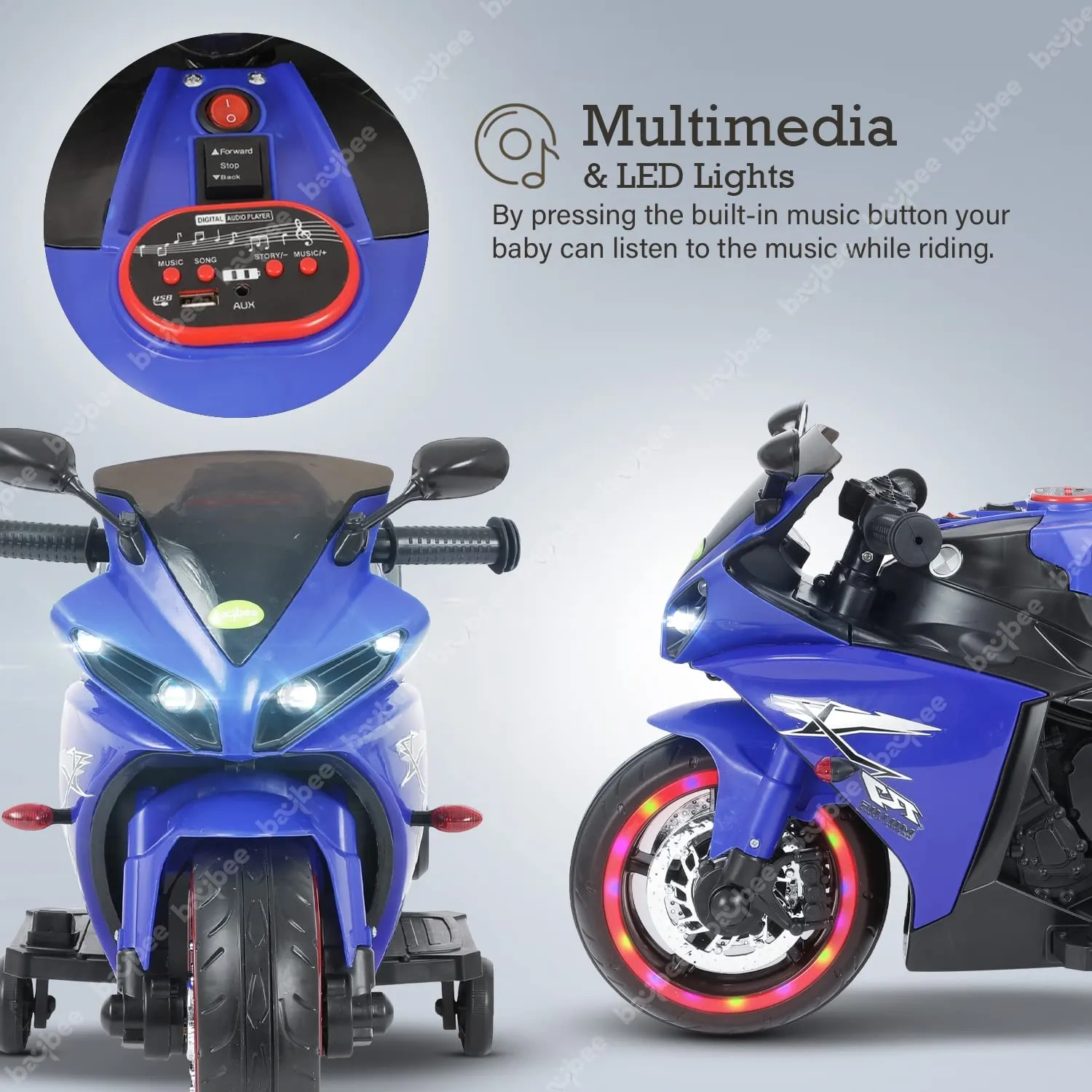 Baybee R7 Kids Battery Operated Bike for Kids with Light & Music