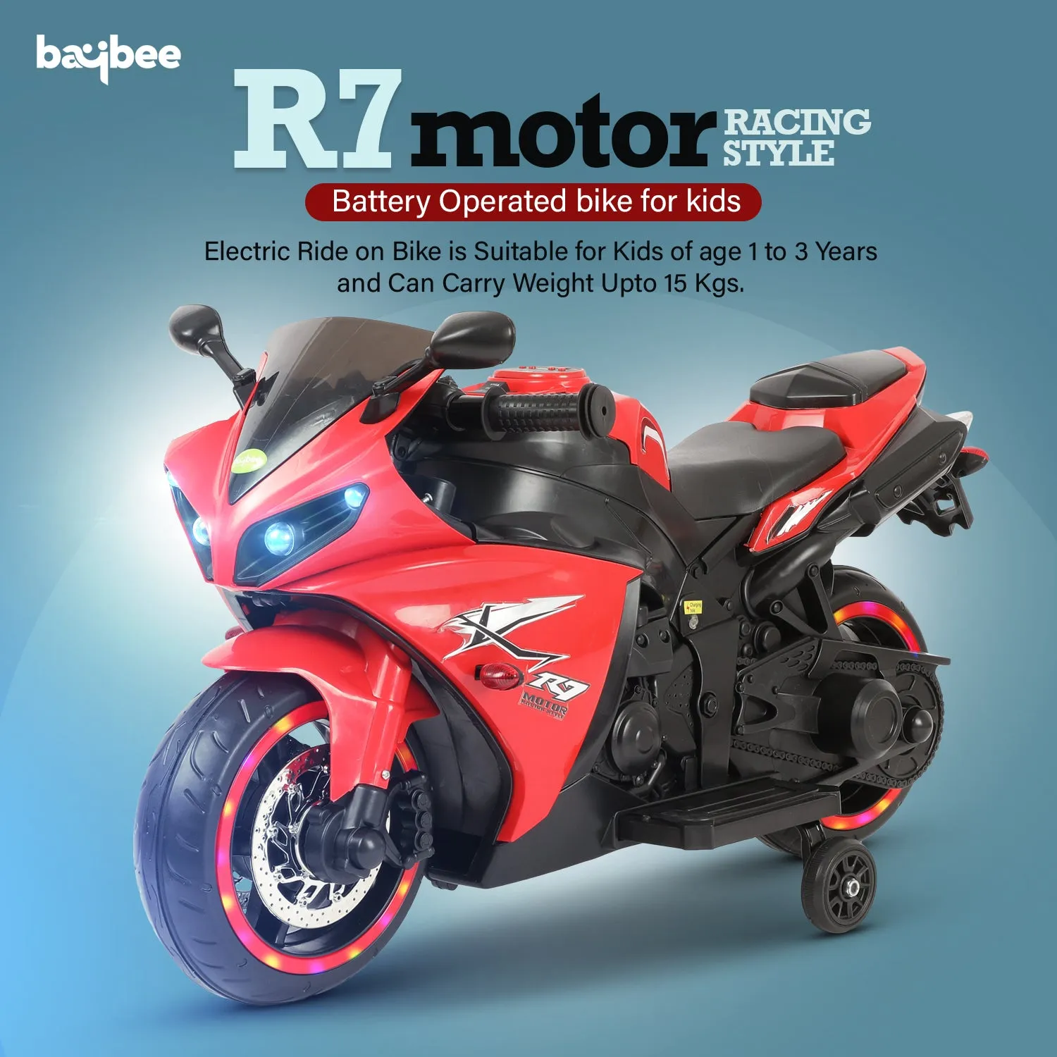 Baybee R7 Kids Battery Operated Bike for Kids with Light & Music