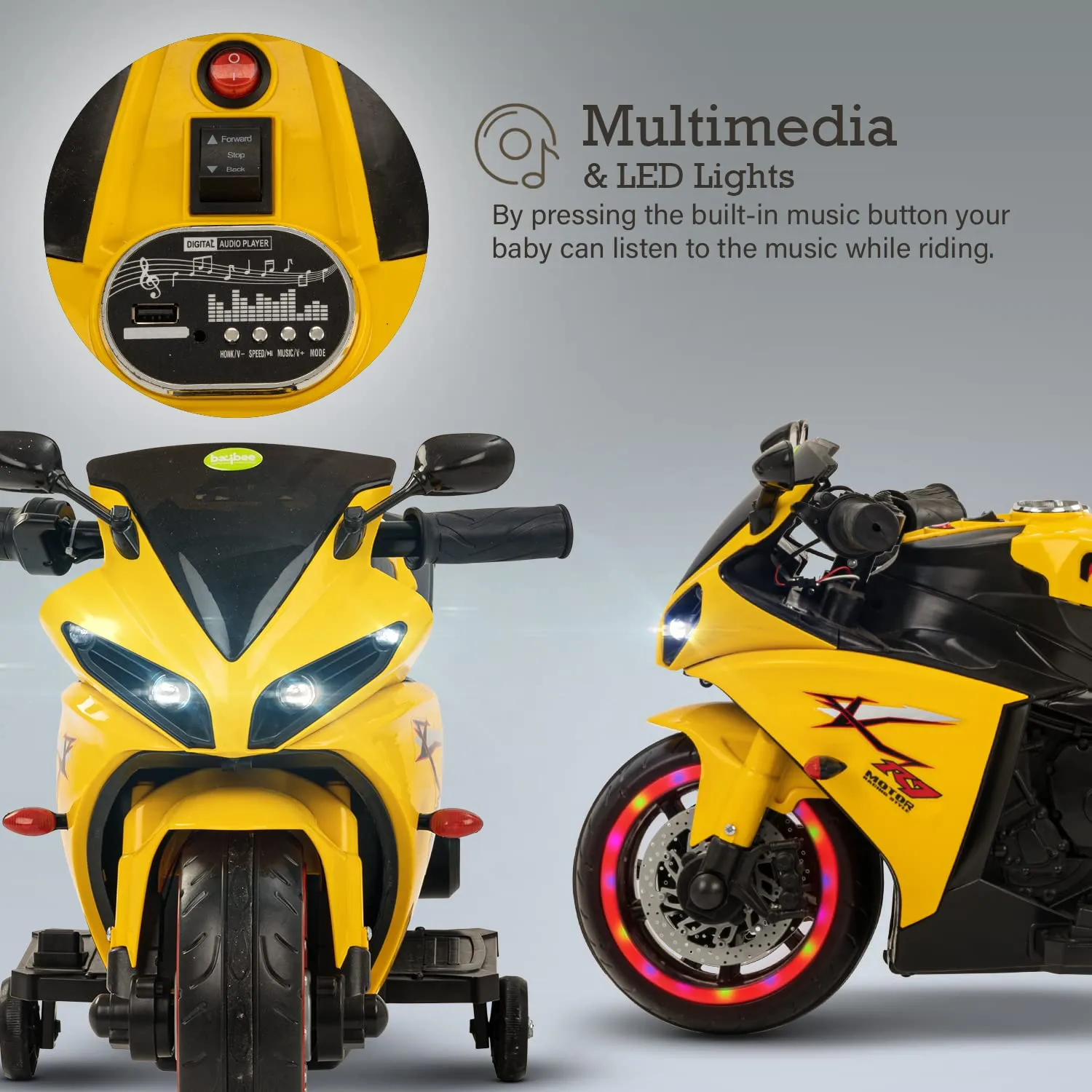 Baybee R7 Kids Battery Operated Bike for Kids with Light & Music