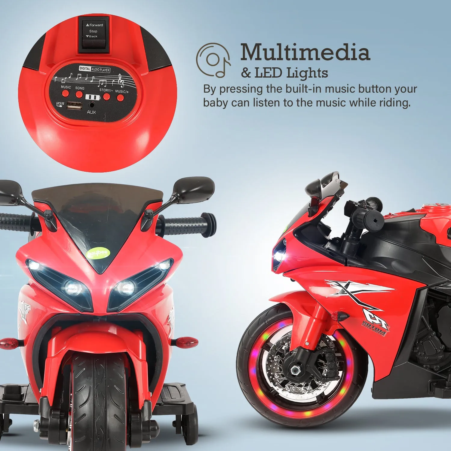 Baybee R7 Kids Battery Operated Bike for Kids with Light & Music