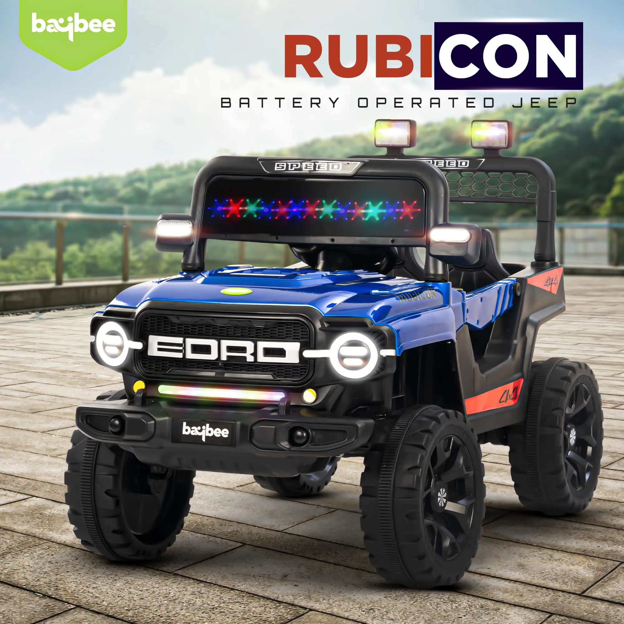 Baybee Rubicon Battery Operated Jeep for Kids, Ride on Baby Car with Music & Light - 2 to 6 Years