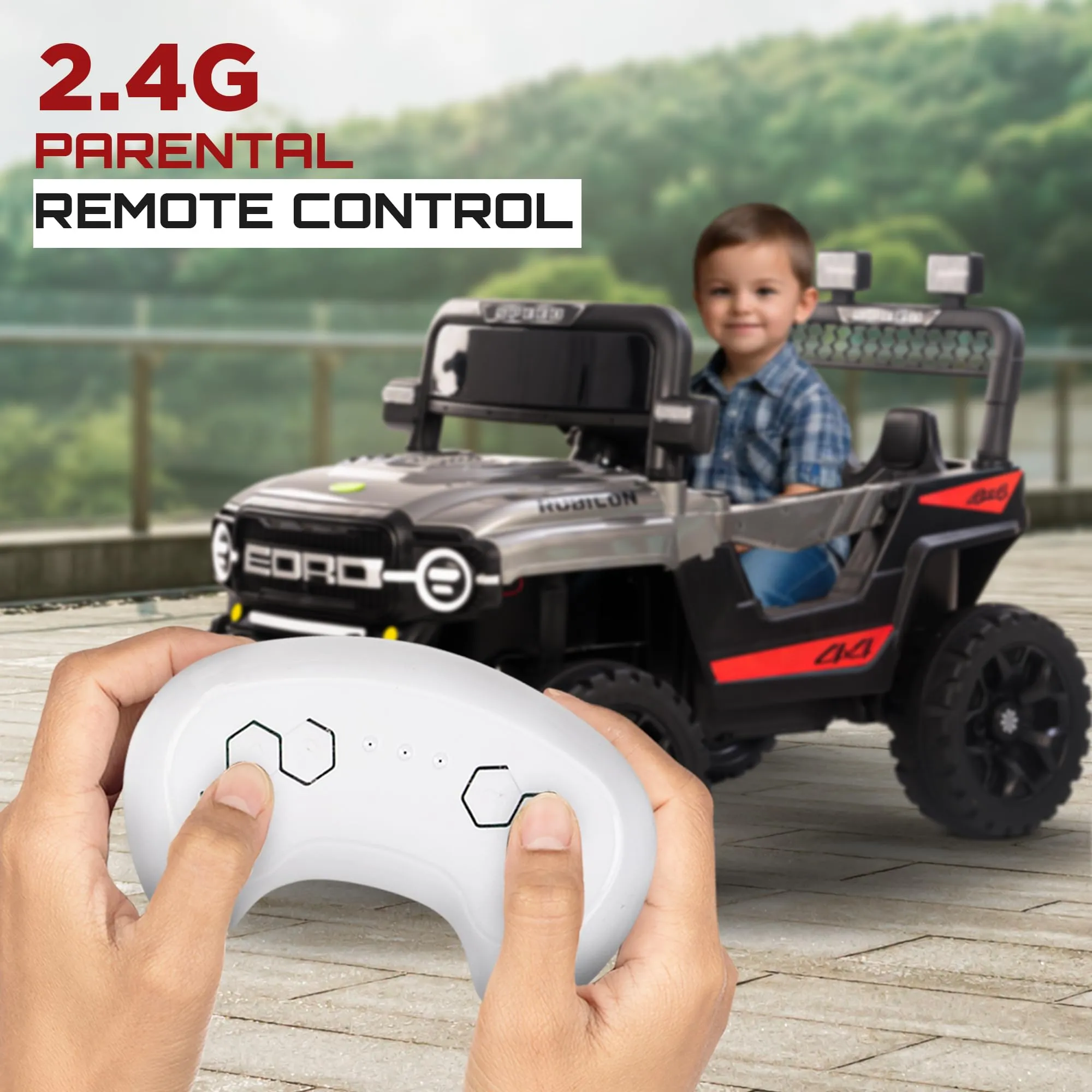 Baybee Rubicon Battery Operated Jeep for Kids, Ride on Baby Car with Music & Light - 2 to 6 Years