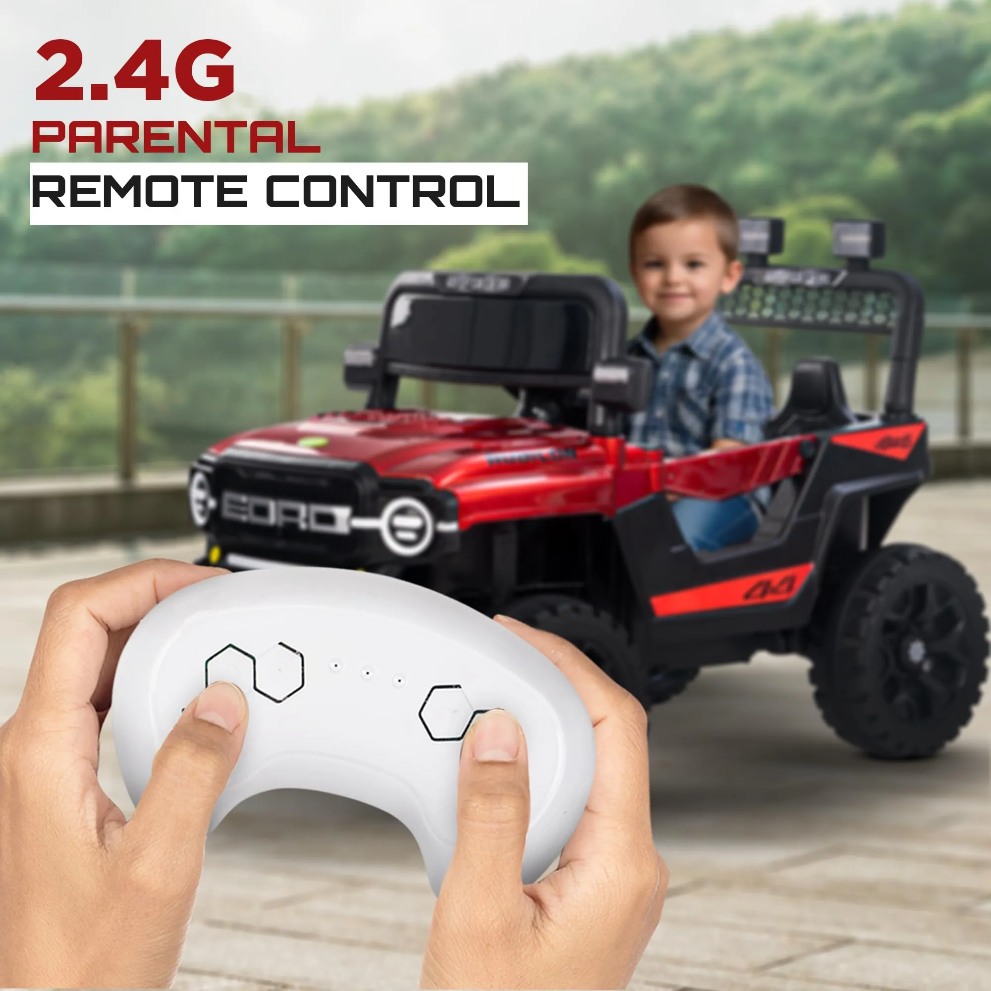 Baybee Rubicon Battery Operated Jeep for Kids, Ride on Baby Car with Music & Light - 2 to 6 Years