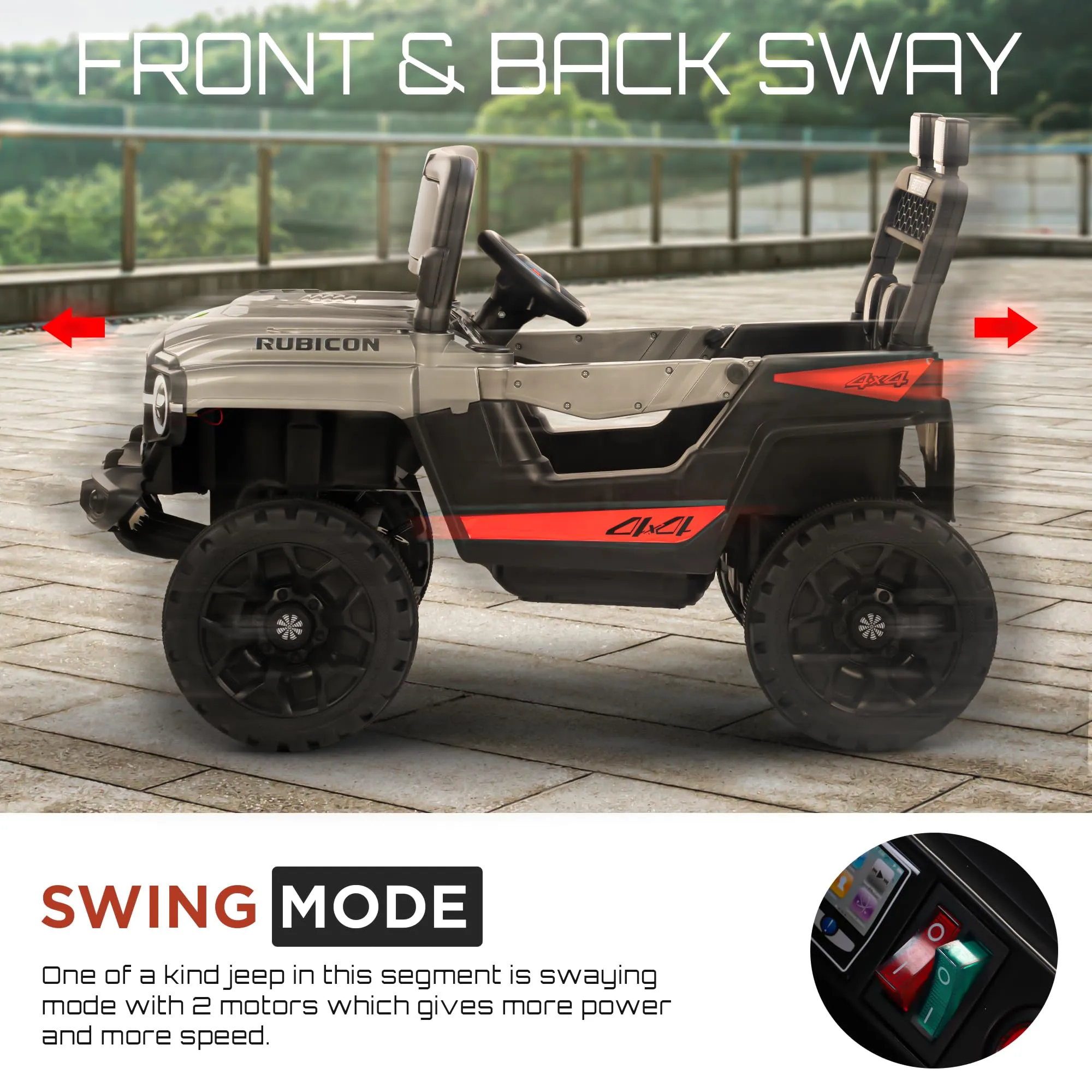 Baybee Rubicon Battery Operated Jeep for Kids, Ride on Baby Car with Music & Light - 2 to 6 Years