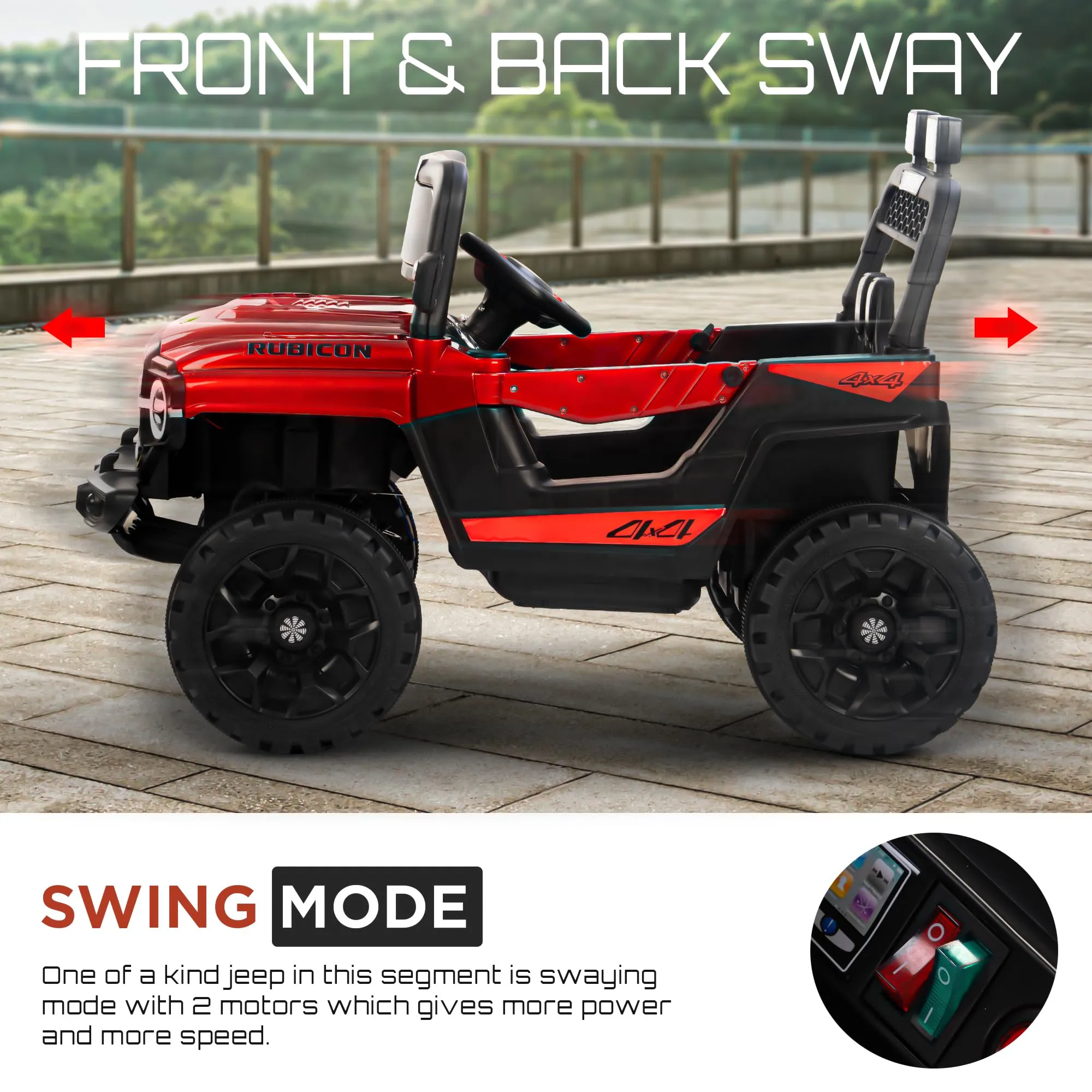 Baybee Rubicon Battery Operated Jeep for Kids, Ride on Baby Car with Music & Light - 2 to 6 Years