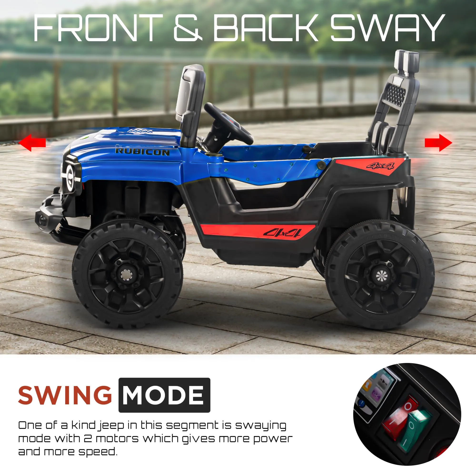Baybee Rubicon Battery Operated Jeep for Kids, Ride on Baby Car with Music & Light - 2 to 6 Years