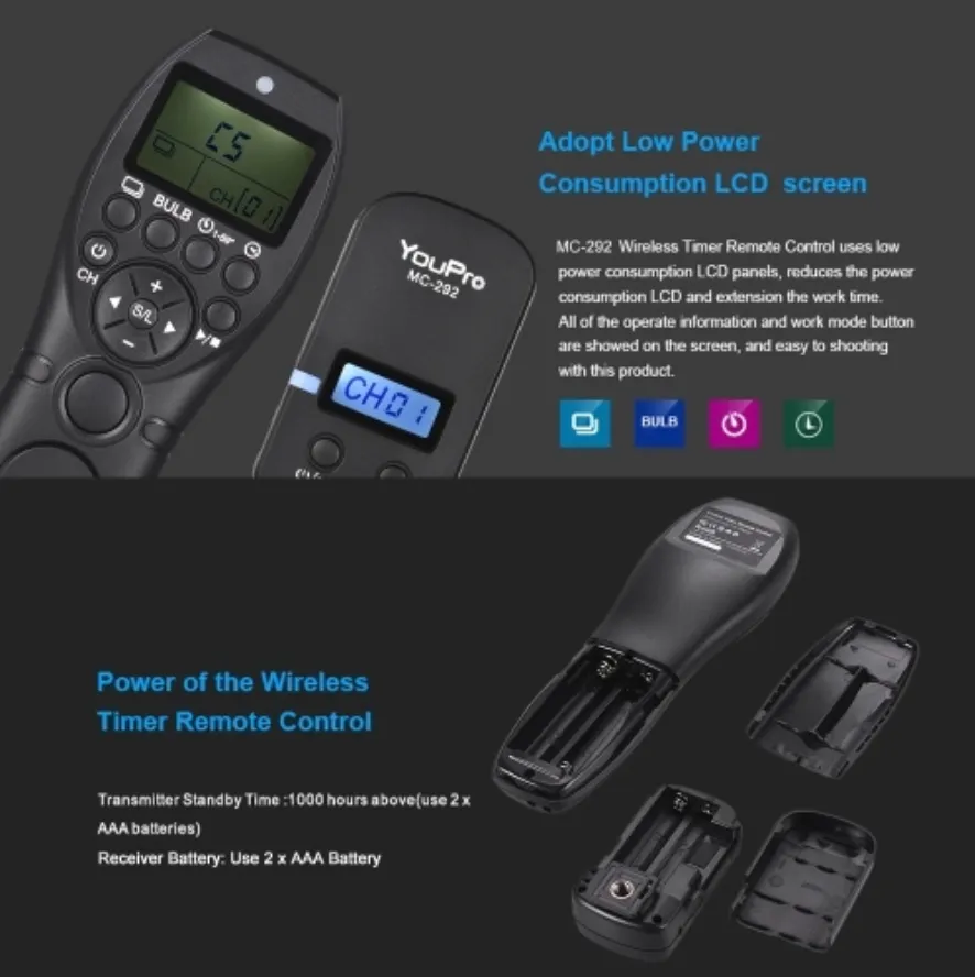 Black 2.4G Wireless Timer Camera Remote