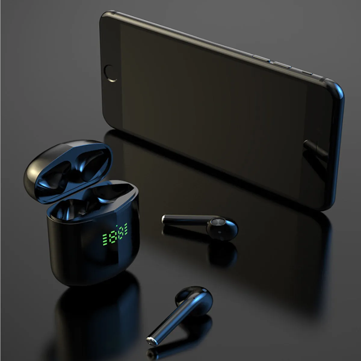 Bluetooth Earpods with LED Indicator And Wireless Charging Pad