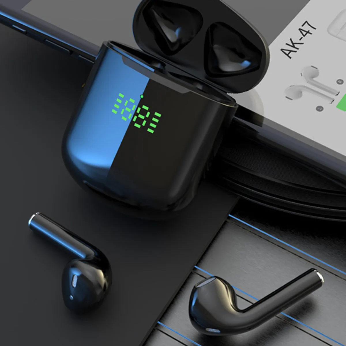 Bluetooth Earpods with LED Indicator And Wireless Charging Pad