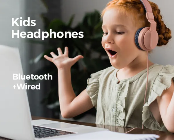 BOBO Kids Wireless Bluetooth LED Multi User Shareable Stereo Headset Headphones with Noise Safety Control