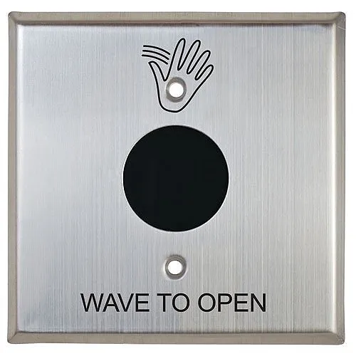 Camden CM-336/41SWL1 SureWave Battery Powered, 915Mhz. Wireless Touchless Switch, Double Gang, Stainless Steel Faceplate, Hand Icon & Wave to Open Graphics, with Lithium Batteries