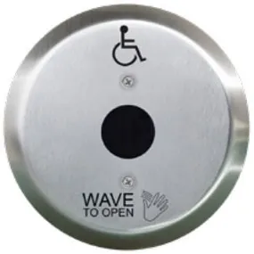 Camden CM-336/42R SureWave Wireless 6" Round Touchless Switch, Stainless Steel Faceplate, "Wave to Open" Graphics, Black, Replaces CM-330/42R