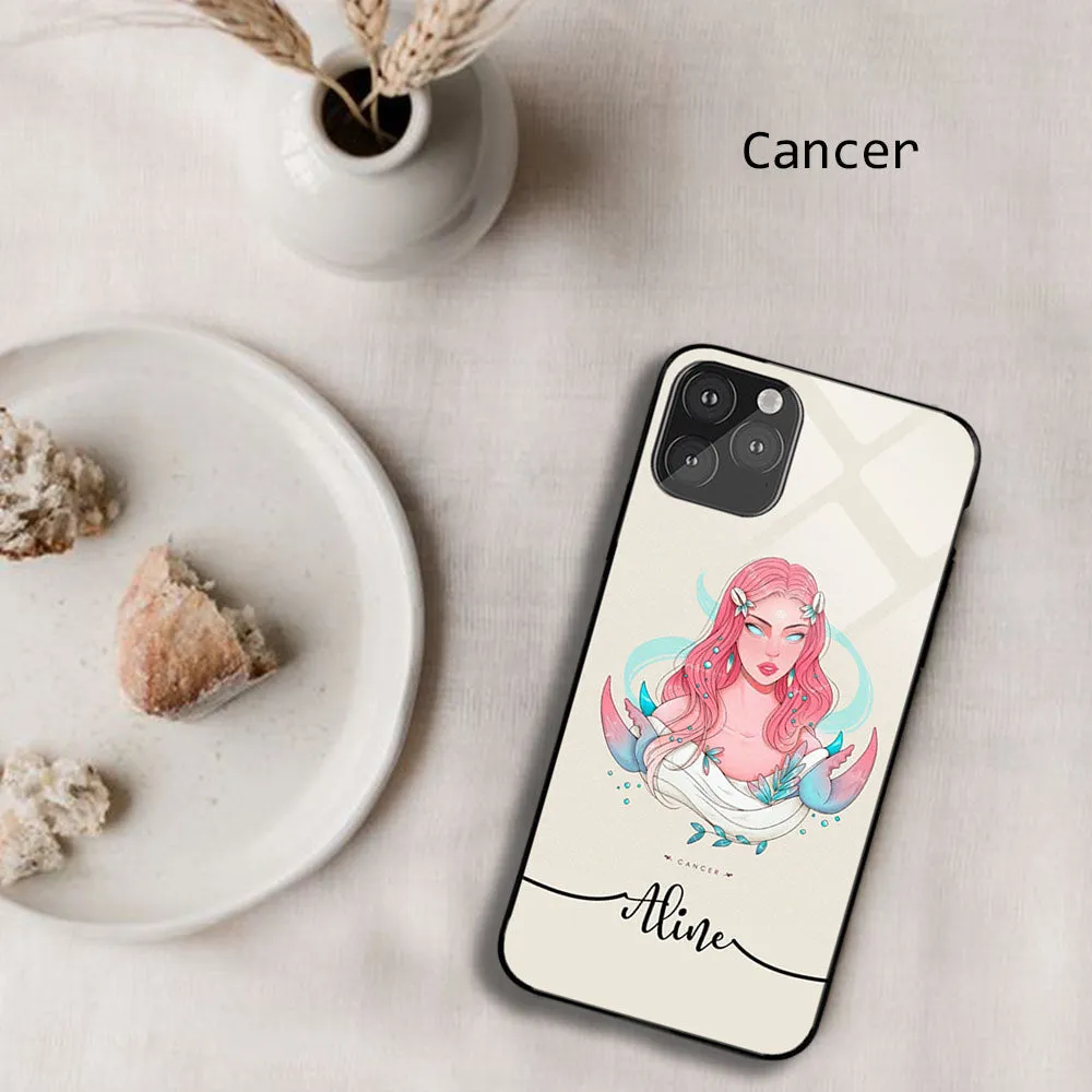 Cancer Zodiac Sign Name glass case