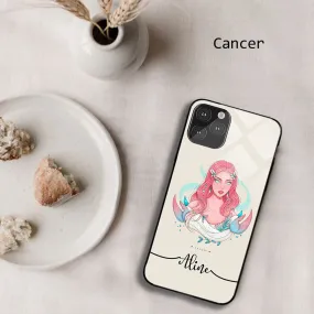 Cancer Zodiac Sign Name glass case
