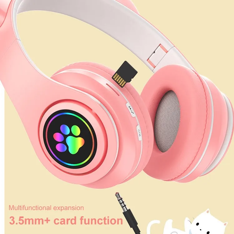 Cat Ear LED Bluetooth Headphones with Colorful Light Effects