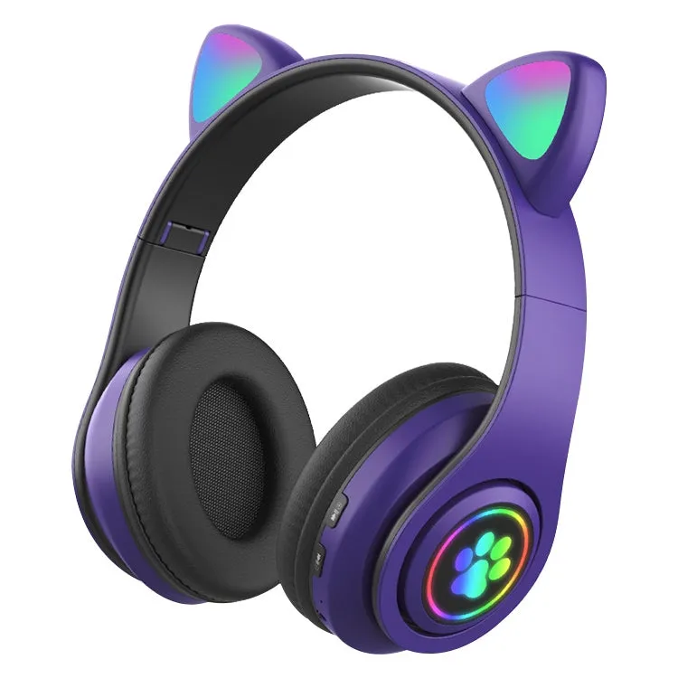 Cat Ear LED Bluetooth Headphones with Colorful Light Effects