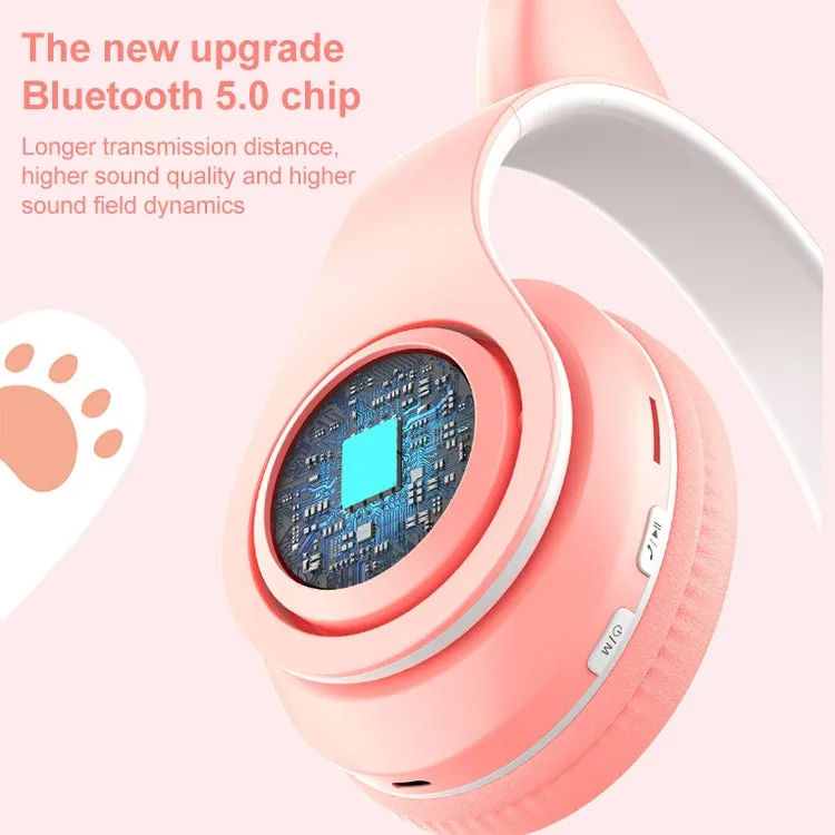 Cat Ear LED Bluetooth Headphones with Colorful Light Effects