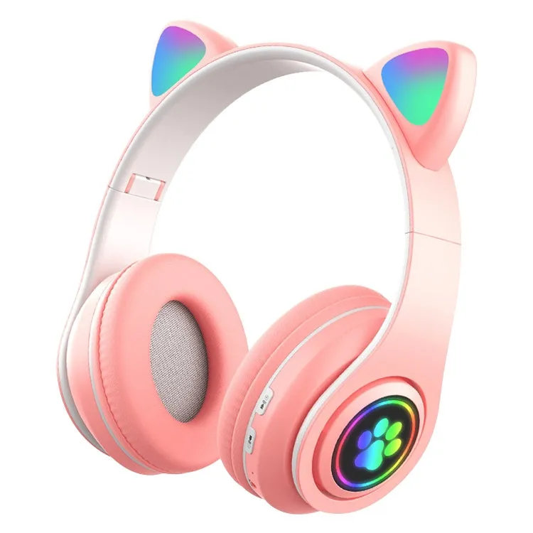 Cat Ear LED Bluetooth Headphones with Colorful Light Effects