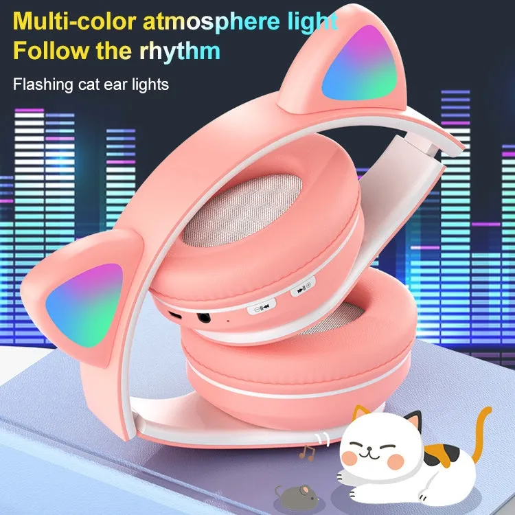 Cat Ear LED Bluetooth Headphones with Colorful Light Effects