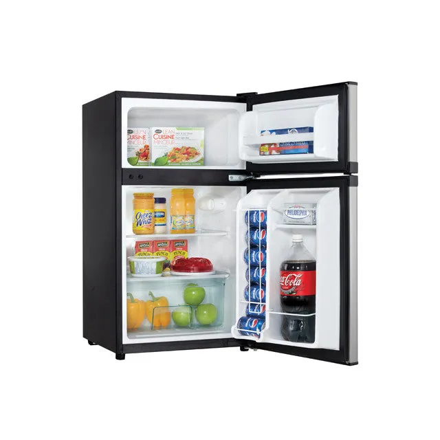 Danby Stainless/Black 3 cu. ft. Compact Fridge with Freezer Door - DCRM31BSLDD