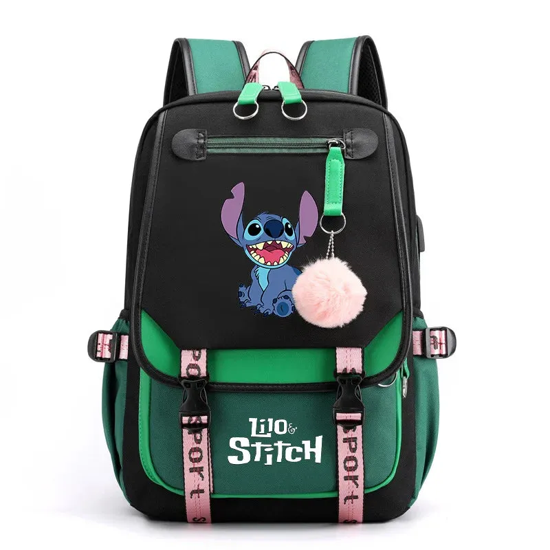Disney Lilo Stitch Boys Girls Backpacks Teenager USB Charging Laptop Backpack Women Men Rucksack Travel Bag Mochila