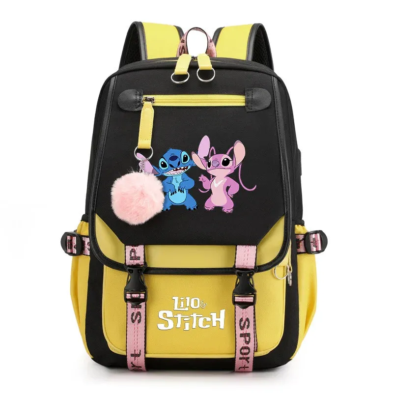 Disney Lilo Stitch Boys Girls Backpacks Teenager USB Charging Laptop Backpack Women Men Rucksack Travel Bag Mochila