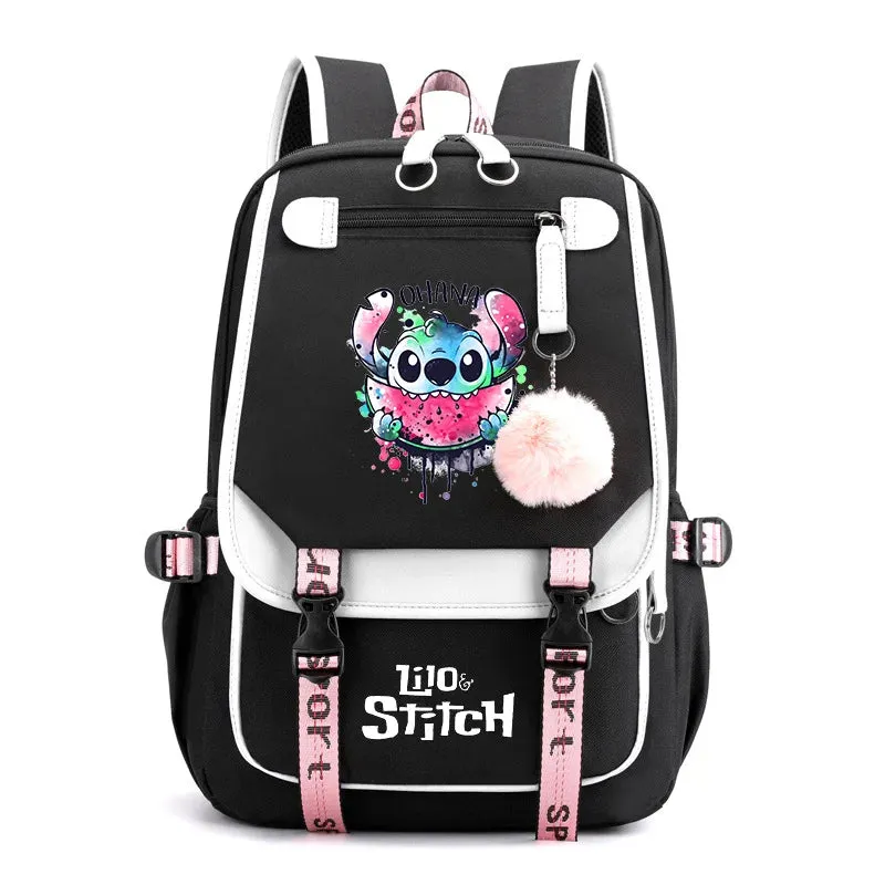 Disney Lilo Stitch Boys Girls Backpacks Teenager USB Charging Laptop Backpack Women Men Rucksack Travel Bag Mochila
