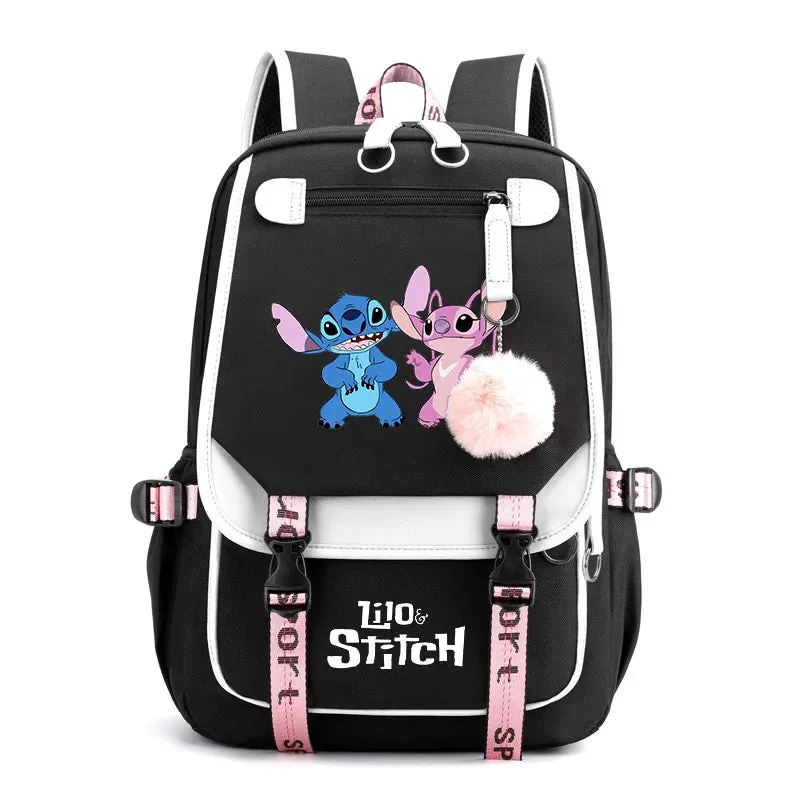 Disney Lilo Stitch Boys Girls Backpacks Teenager USB Charging Laptop Backpack Women Men Rucksack Travel Bag Mochila