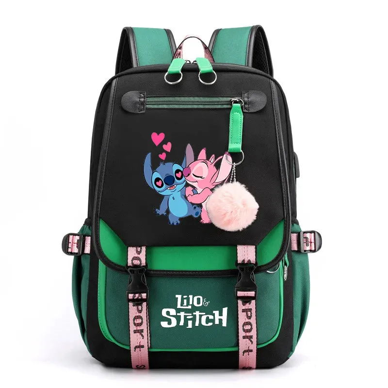 Disney Lilo Stitch Boys Girls Backpacks Teenager USB Charging Laptop Backpack Women Men Rucksack Travel Bag Mochila