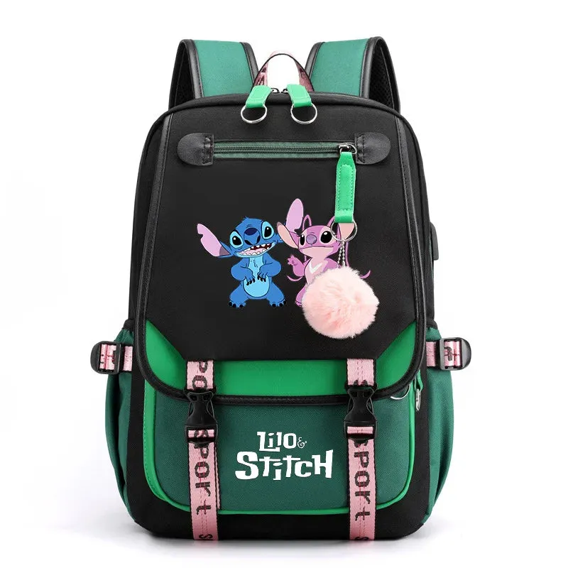 Disney Lilo Stitch Boys Girls Backpacks Teenager USB Charging Laptop Backpack Women Men Rucksack Travel Bag Mochila
