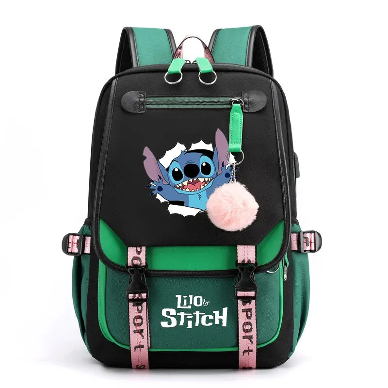 Disney Lilo Stitch Boys Girls Backpacks Teenager USB Charging Laptop Backpack Women Men Rucksack Travel Bag Mochila