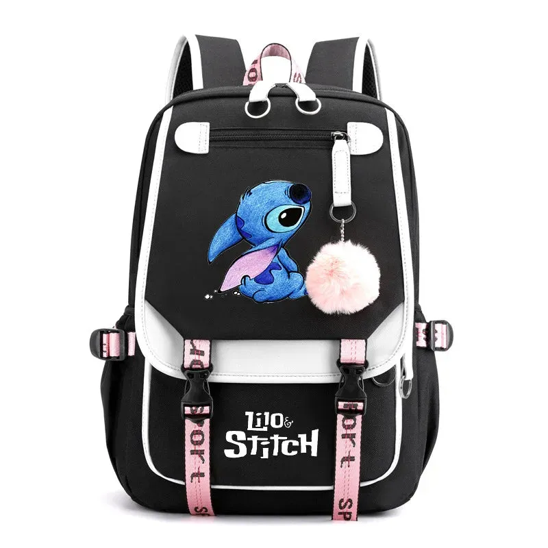 Disney Lilo Stitch Boys Girls Backpacks Teenager USB Charging Laptop Backpack Women Men Rucksack Travel Bag Mochila