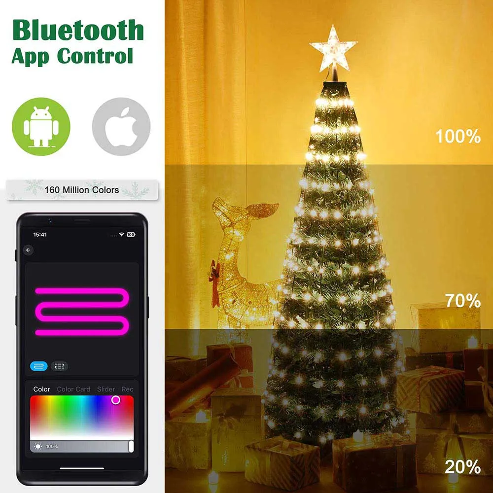 DIY Pre-lit Christmas Tree Multi-Color(16 million) Remote & APP Control