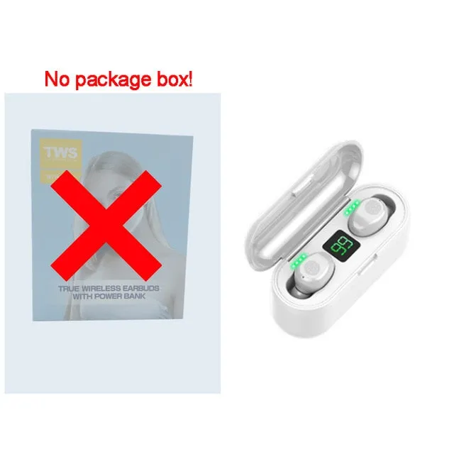 Dual Microphone Wireless Earphones F9 TWS Headphone 9D Stereo Music Headset Bluetooth 5.0 Touch Earbud With 1200mAh Charging Box