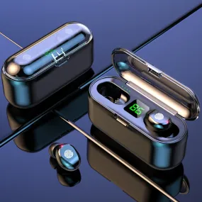 Dual Microphone Wireless Earphones F9 TWS Headphone 9D Stereo Music Headset Bluetooth 5.0 Touch Earbud With 1200mAh Charging Box