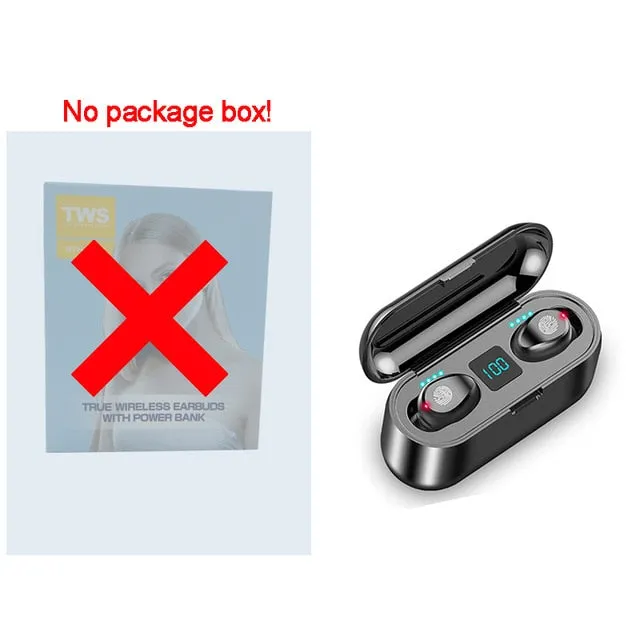 Dual Microphone Wireless Earphones F9 TWS Headphone 9D Stereo Music Headset Bluetooth 5.0 Touch Earbud With 1200mAh Charging Box