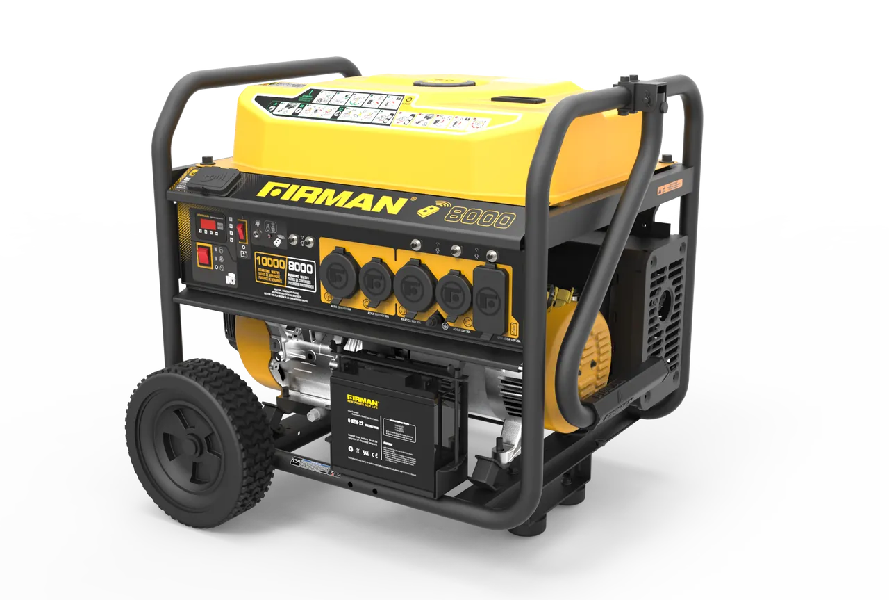 Firman P08005 8000W/10000W 50 Amp Remote Start Portable Gas Generator With Cover and Power Cord New